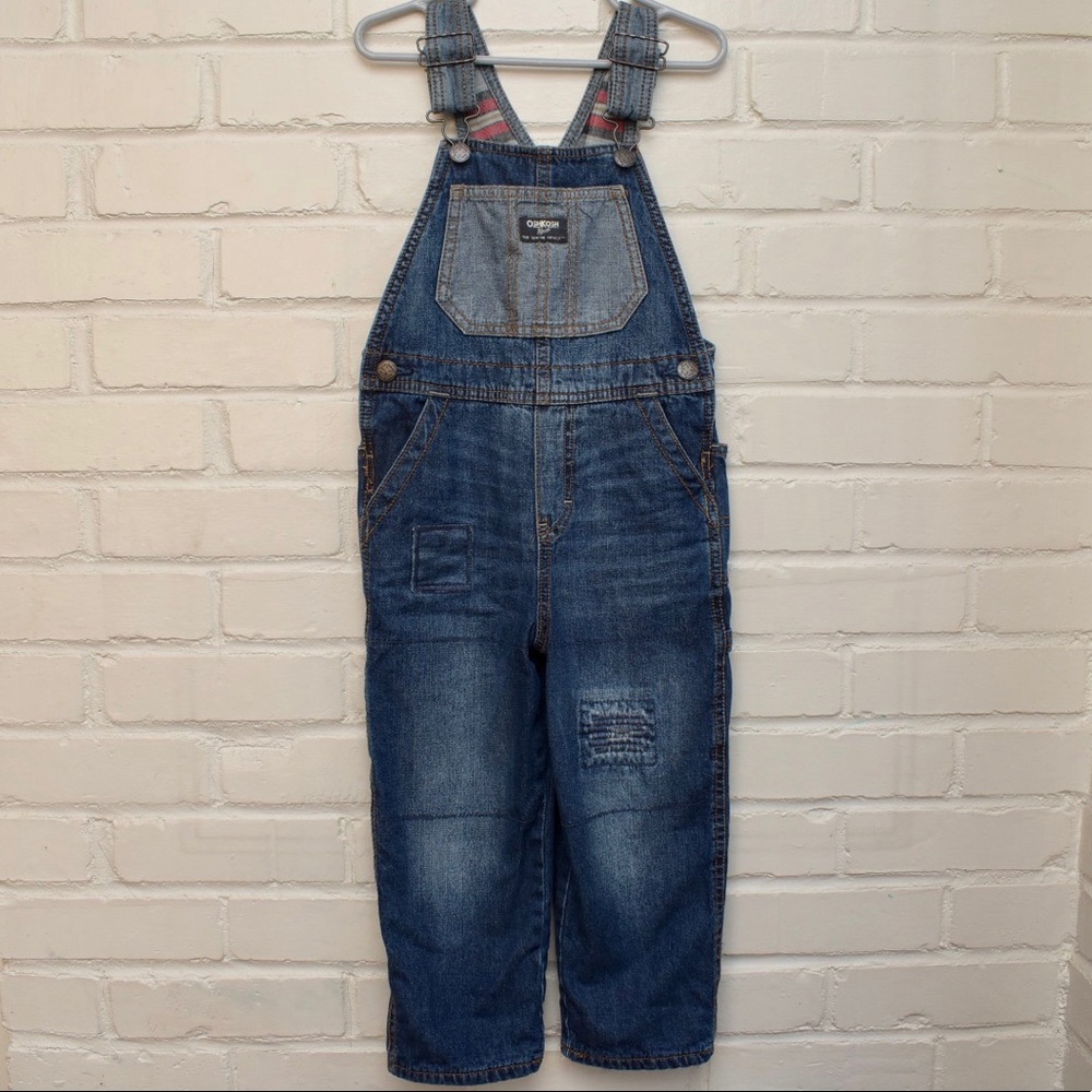 EUC OshKosh B’gosh Flannel-lined Denim Overalls